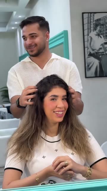 Client hair transformation filmed at Copacabana in Business Bay